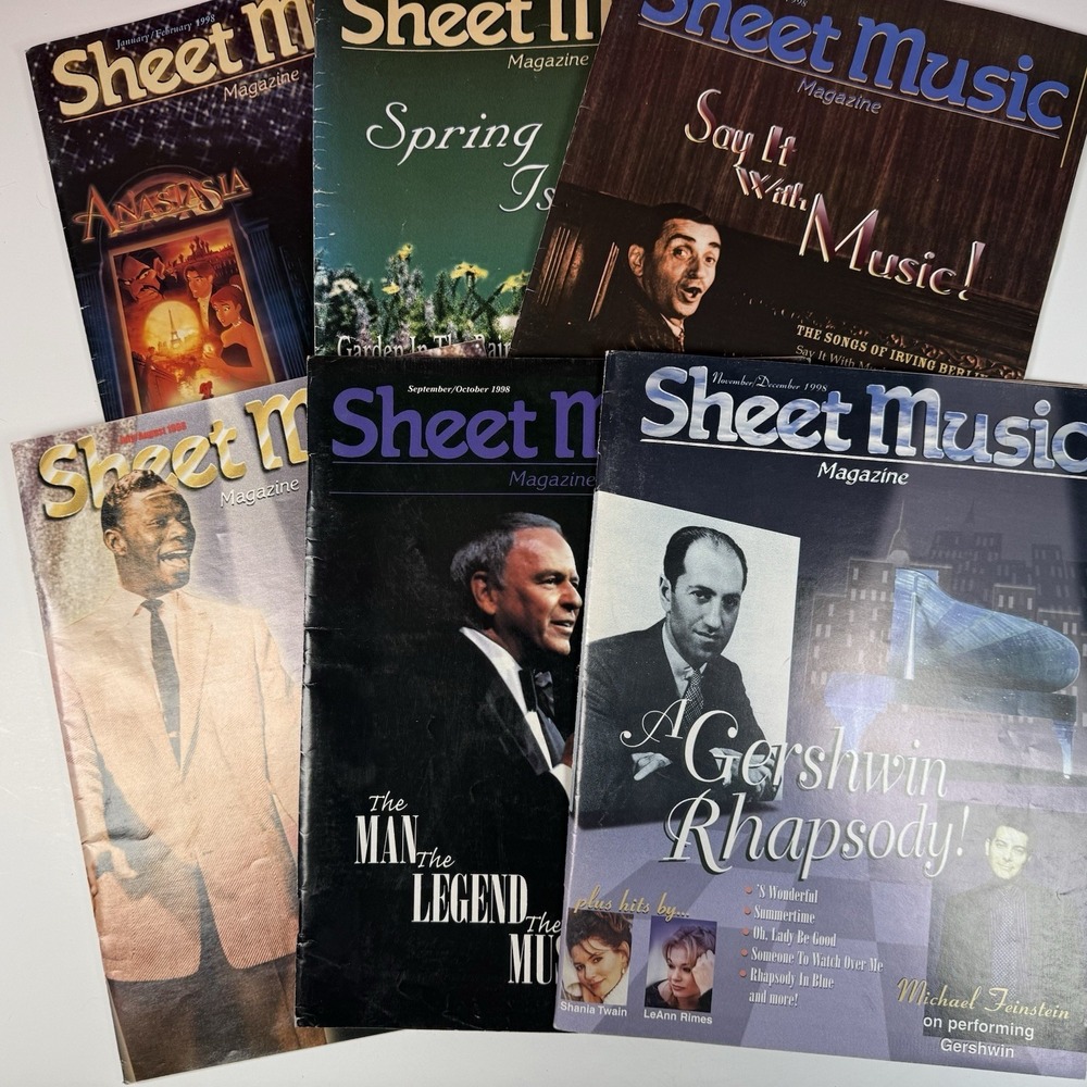 Sheet Music Magazine 1998 Complete Year 6 Issues Vocal Piano Guitar Vintage